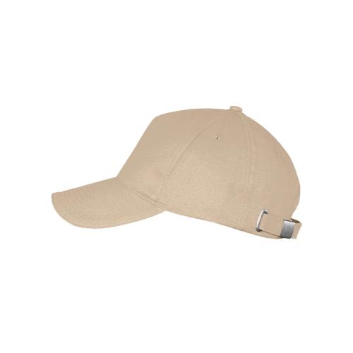 Бейсболка LONG BEACH, 5 клиньев, металлическая застежка, бежевый