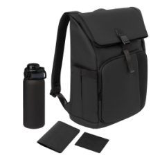 Подарочный набор Grand, черный (обложка на паспорт, картхолдер, бутылка, рюкзак)