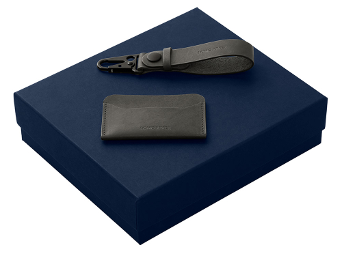 Подарочный набор Long River: картхолдер, ремешок для ключей, синяя коробка