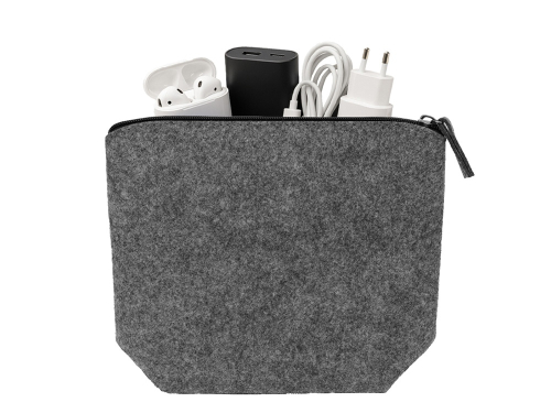 Органайзер для электроники и проводов Felt из RPET-фетра, серый