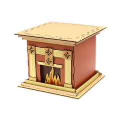 Камин большой - упаковка новогодняя из дерева, 