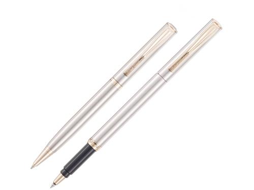 Набор Pierre Cardin PEN&PEN: ручка шариковая + роллер. Цвет - серебристый. Упаковка Е.