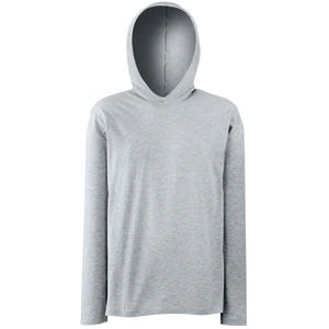 Футболка LONG SLEEVE HOODED T 160, серый меланж