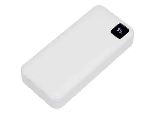 Внешний аккумулятор со встроенными кабелями Фрэйм Про, быстрая зарядка, 20000мач, белый