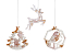 Елочные игрушки ( Снегирь+ Олень+ Ель) Розовый кварц