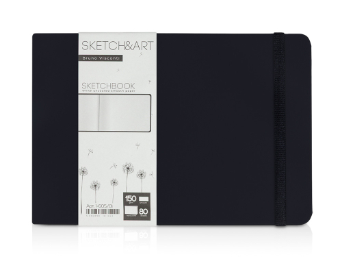 Скетчбук Sketch & Art в твердом переплете 213х146 мм, 80 л. белой бумаги 150 г/м2, черный
