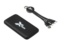 Набор из внешнего акуумулятора и универсального кабеля с подсветкой лого Reserve LED, 10000mAh, черный