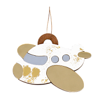 Ёлочная игрушка Самолетик (белый с золотым )