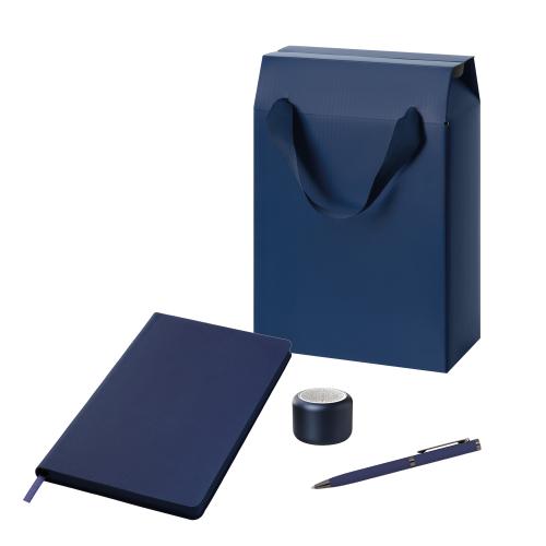 Подарочный набор Пэшн (Passion), синий (колонка, ежедневник, ручка, коробка-пакет)