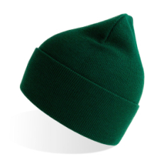 Шапка вязаная PURE  с отворотом из пряжи Polylana, темно-зелёный