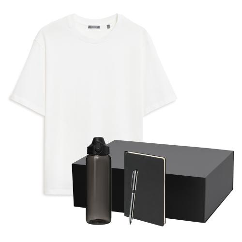 Набор с одеждой RUST NEO (футболка, бутылка, ежедневник, ручка), белый/черный, M/L