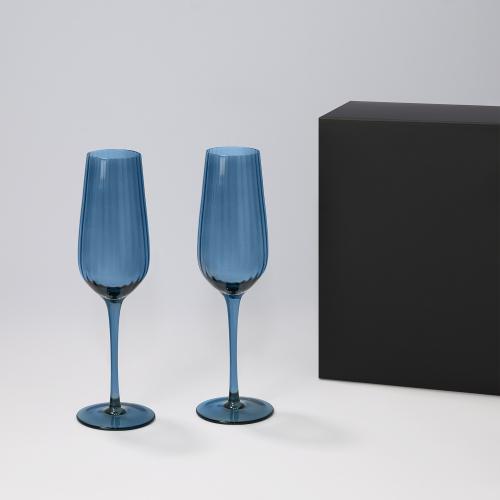 Подарочный набор 2 бокала для шампанского Тоскана (Toscana) в черной коробке