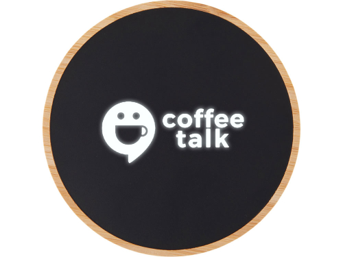 Беспроводное зарядное устройство с подсветкой лого Reedia S3, 15 Вт, бамбук, черный