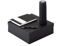 Подарочный набор с блокнотом С3, металлической ручкой и термосом, черный