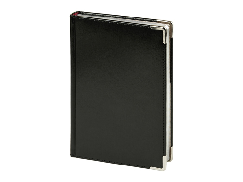 Ежедневник недатированный А5 Sidney Nebraska, черный (серебряный обрез, серебряные уголки)