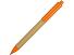 Ручка картонная пластиковая шариковая Эко 2.0, бежевый/оранжевый