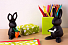 Ножницы и магнит со скрепками Bunny, Черный