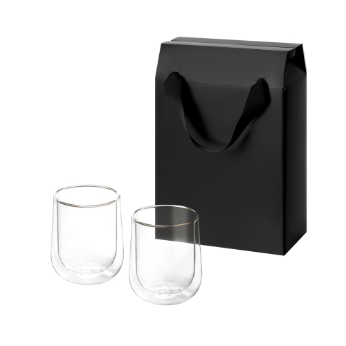 Подарочный набор 2 стеклянных стакана Lungo в коробке-пакете