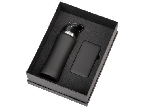 Подарочный набор с бутылкой для воды и повербанком С1, 5000 mAh, черный