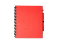 Блокнот LEYNAX с ручкой из переработанного картона, красный