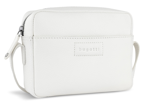 Сумка кросс-боди женская BUGATTI ЭЛЬЗА | ELSA, белая, воловья кожа/полиэстер, 19х5,5х14 см