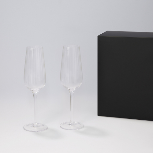 Подарочный набор 2 бокала для шампанского Бланш (Blanche) в черной коробке