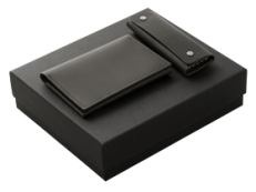 Подарочный набор Long River: обложка для паспорта, ключница (без лого Long River), черная коробка