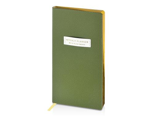 Еженедельник недатированный А6 Verde с нашивкой, зеленый