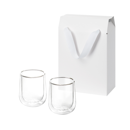 Подарочный набор 2 стеклянных стакана Lungo в коробке-пакете