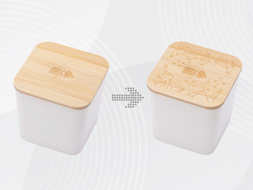 Eмкость для хранения Flake, бежевый, натуральный, с гравировкой