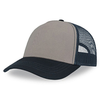 Бейсболка RAPPER CANVAS-S, 5 клиньев, пластиковая застёжка, серый, темно-синий