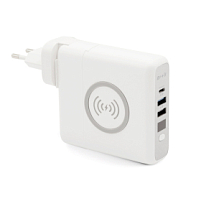 Внешний аккумулятор Gemini с беспроводной зарядкой и сетевым адаптером, Белый