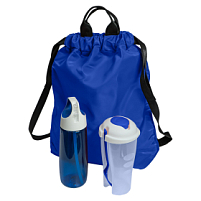 Набор подарочный FITKIT: бутылка для воды, контейнер для еды, рюкзак, синий, синий