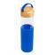 Бутылка стеклянная с силиконовой манжетой и бамбуковой крышкой  Glass, Синий