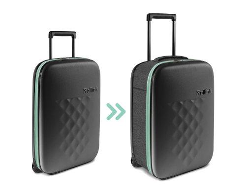 Чемодан складной Rollink Earth 55x40x20 см, 2 колеса, черный/зеленый