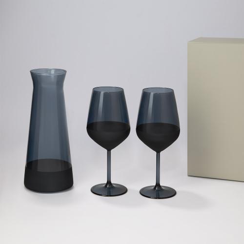 Подарочный набор декантер + 2 бокала для вина Блэк Эдишн (Black Edition) в серой коробке