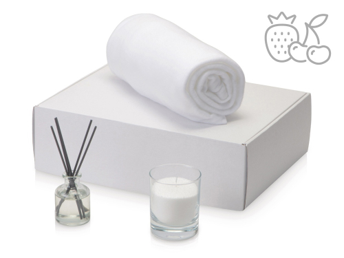 Подарочный набор White light 2.0 с пледом, диффузором, насыпной свечой