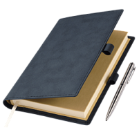 Ежедневник-портфолио Clip NEO недатированный в подарочной коробке, синий (в комплекте ручка Sonata BP серебро)