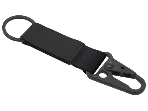 Брелок-ремувка Carabinier из ткани с вставкой из экокожи и карабином, черный