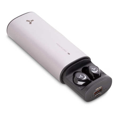 Беспроводные наушники с пауэрбанком 5000 мАч ACCESSTYLE TANGERINE TWS, серебристый, серебристый