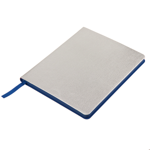 Ежедневник недатированный Arti, B6+, серебристый, блок в клетку, синий обрез, серебристый, синий