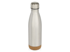 Бутылка для воды Cove из нержавеющей стали с двойными стенками и вакуумной изоляцией, объемом 500 мл, с пробковыми деталями - Matted silver
