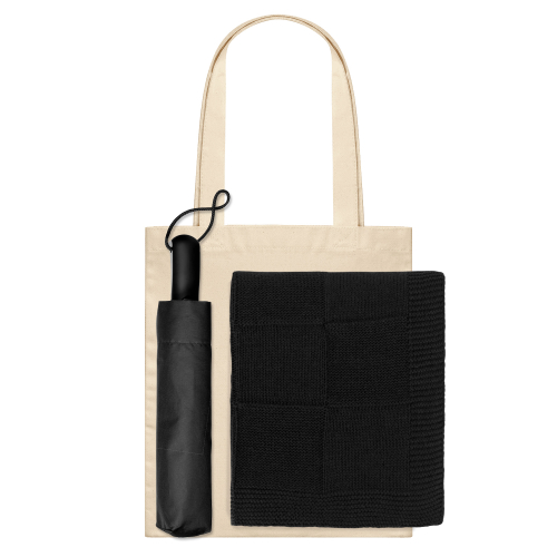 Подарочный набор Леванте (Levante), черный (зонт, плед, шоппер)