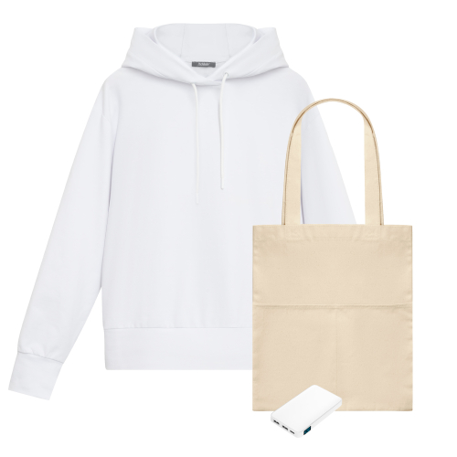 Набор с одеждой Алекс (ALEX) (худи, аккумулятор, шоппер), белый, S