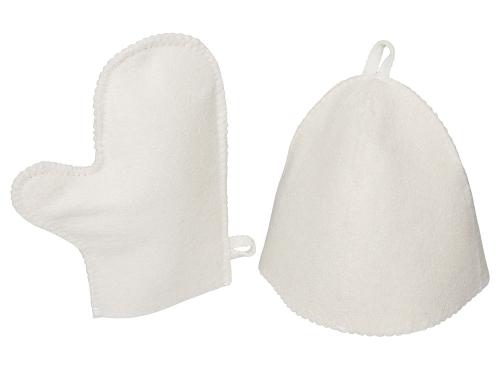 Банный набор из шапки и рукавицы Renew, белый