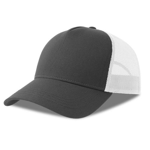 Бейсболка RAPPER COTTON-S, 5 клиньев, пластиковая застёжка, темно-серый, белый