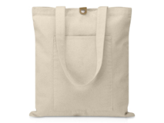 Сумка Clip из хлопка 340 г/м2 с застежкой из экокожи, натуральный