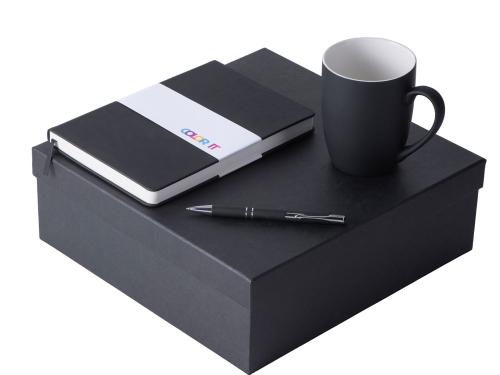 Подарочный набор с блокнотом С3, металлической ручкой и кружкой, черный