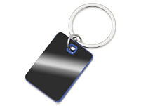 Металлический брелок с пластиковой цветной вставкой SteelPop Rct, серебристый с синим Металлический брелок с пластиковой цветной вставкой SteelPop Rct, серебристый с синим