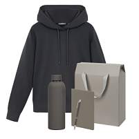 Набор с одеждой ALEX (худи, термобутылка, блокнот, ручка), серый, L